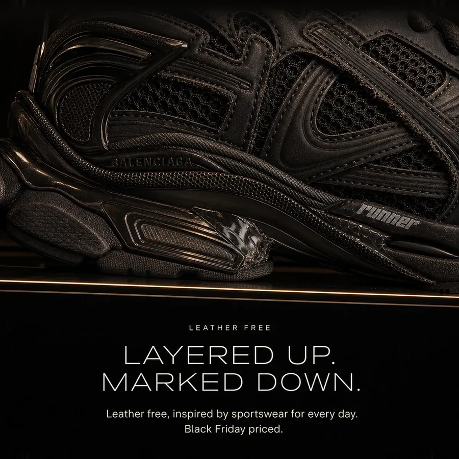 Layered up, marked down: leather free, inspired by sportswear for every day. Black Friday priced.