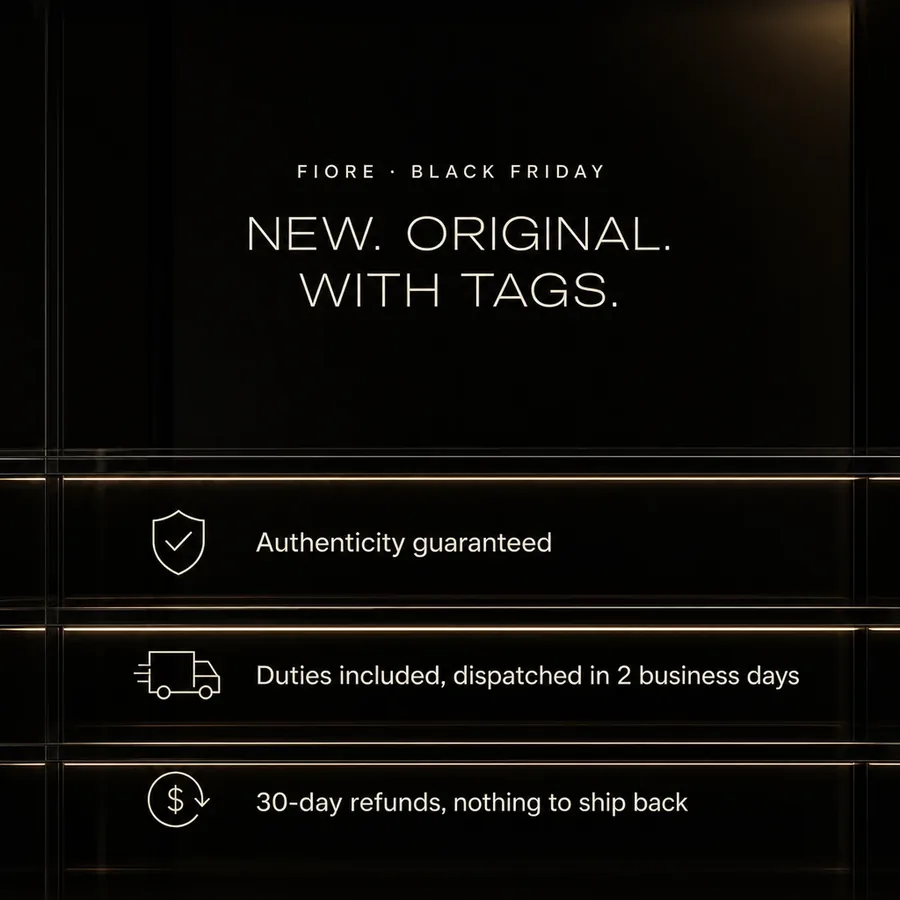 Fiore Black Friday: new, original, with tags. Authenticity guaranteed, duties included, 30-day refunds, nothing to ship back.