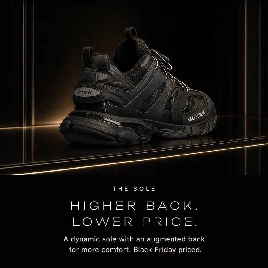 Higher back, lower price: a dynamic sole with an augmented back for more comfort. Black Friday priced.