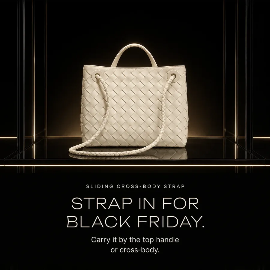 Sliding cross-body strap: strap in for Black Friday. Carry it by the top handle or cross-body.