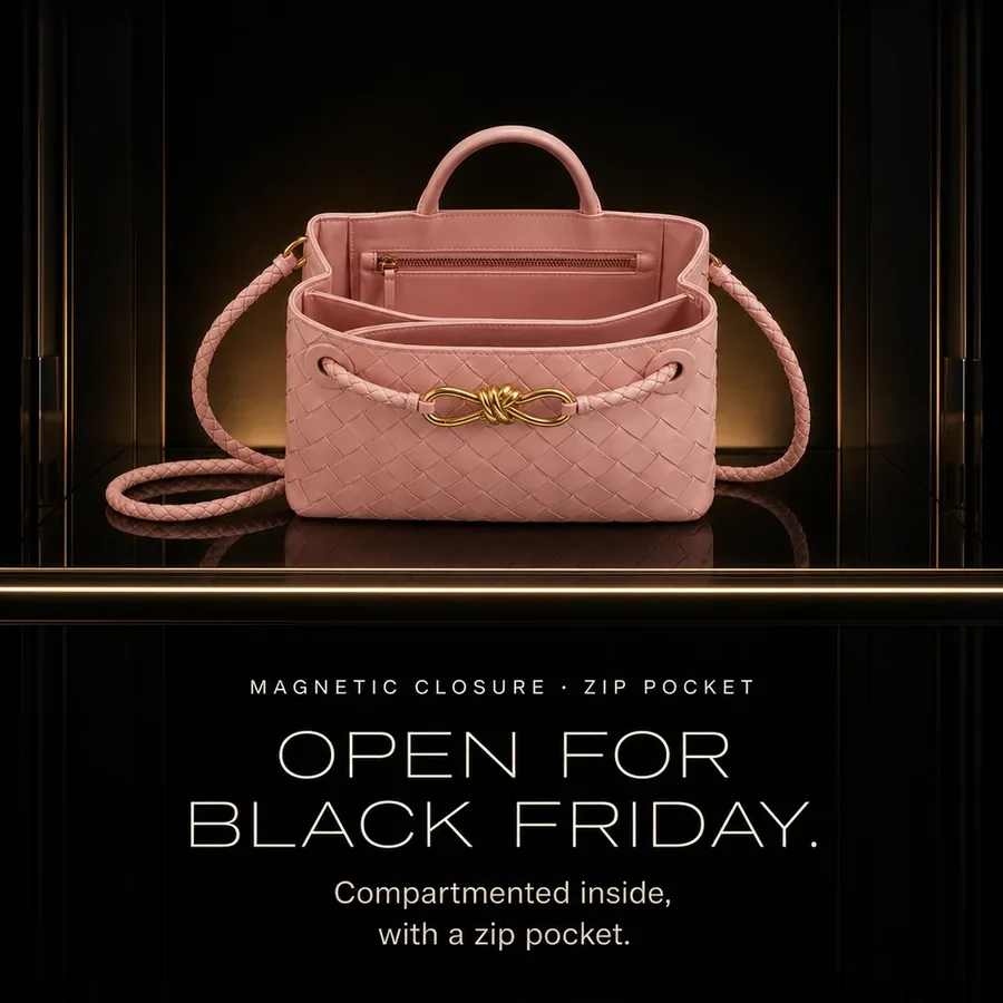 Magnetic closure, zip pocket: open for Black Friday. Compartmented inside, with a zip pocket.