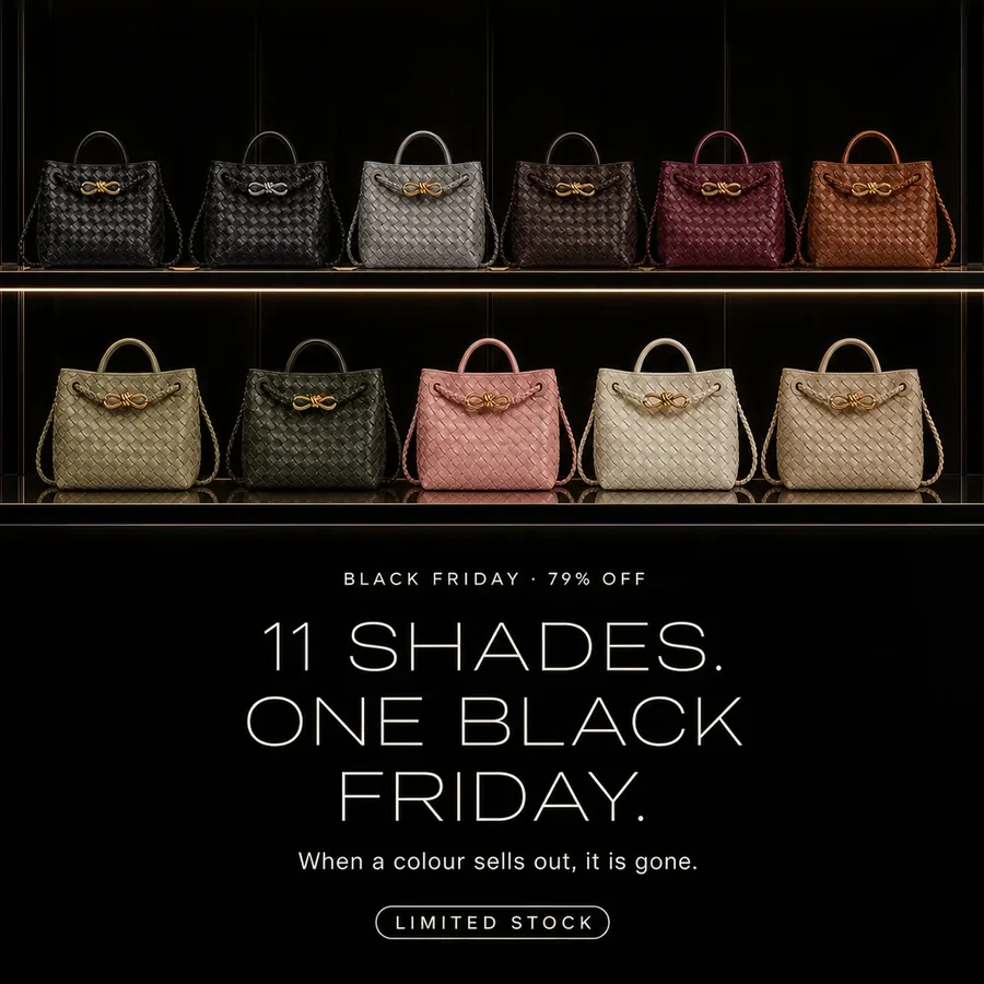 Black Friday, 79% off: 11 shades, one Black Friday. When a colour sells out, it is gone. Limited stock.