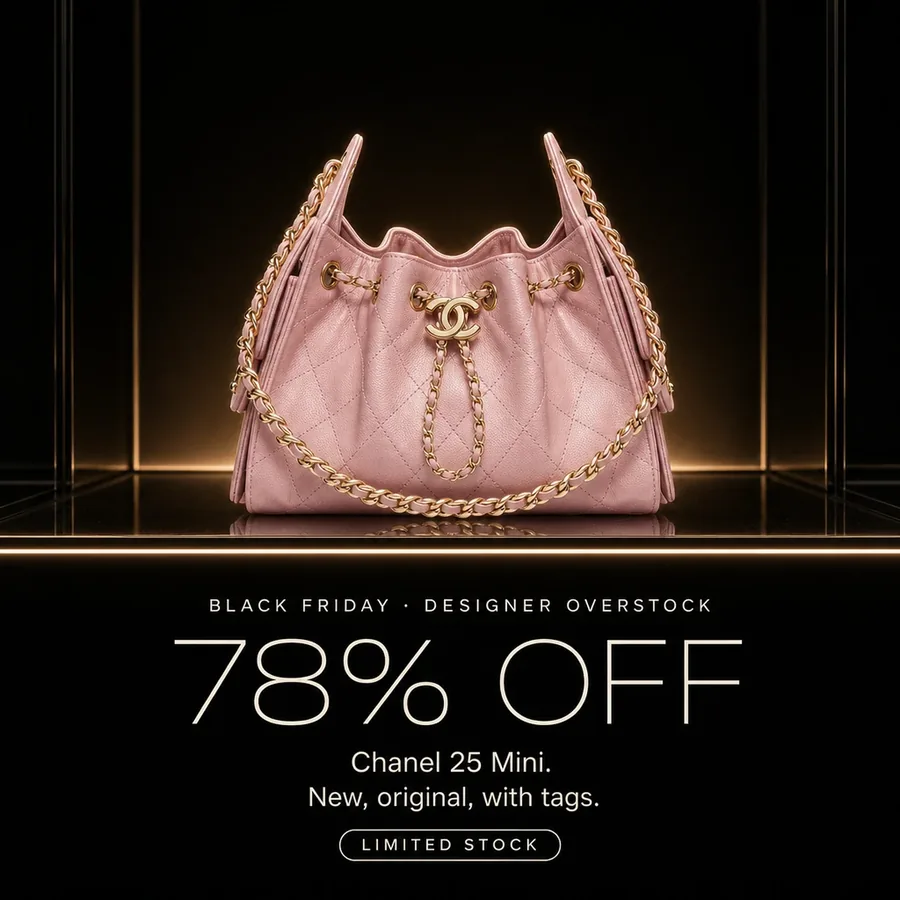 Black Friday, designer overstock: 78% off the Chanel 25 Mini, new, original, with tags. Limited stock.