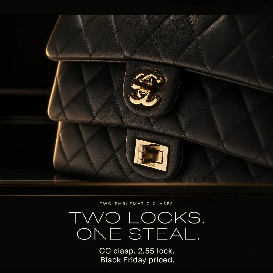 Two locks, one steal: the CC clasp and the 2.55 clasp of the Chanel Flap Bag, Black Friday priced.