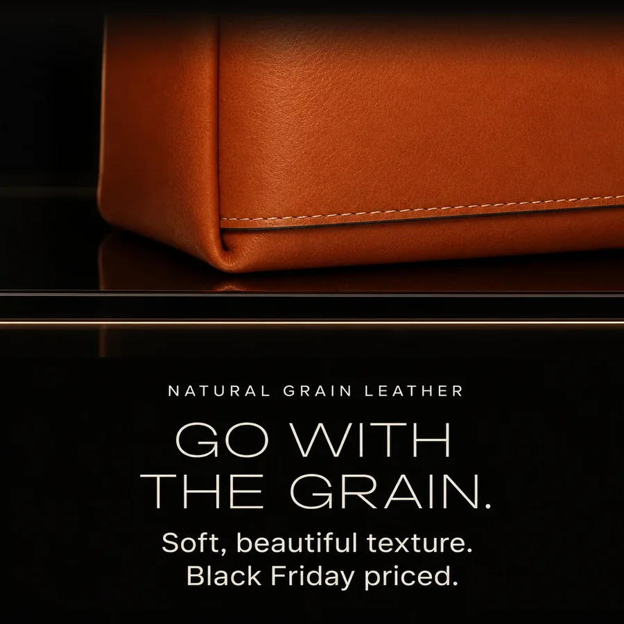 Go with the grain: soft natural grain leather with a beautiful texture, in toffee, Black Friday priced.