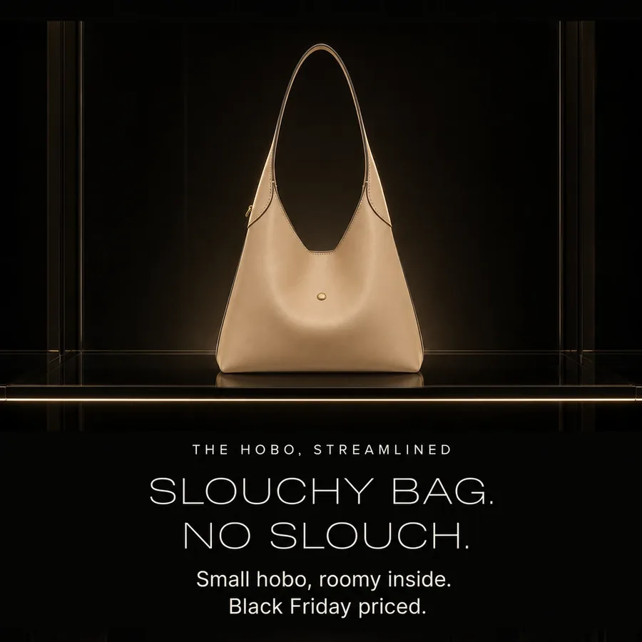 Slouchy bag, no slouch: the small Brooklyn hobo in tan, roomy inside, Black Friday priced.
