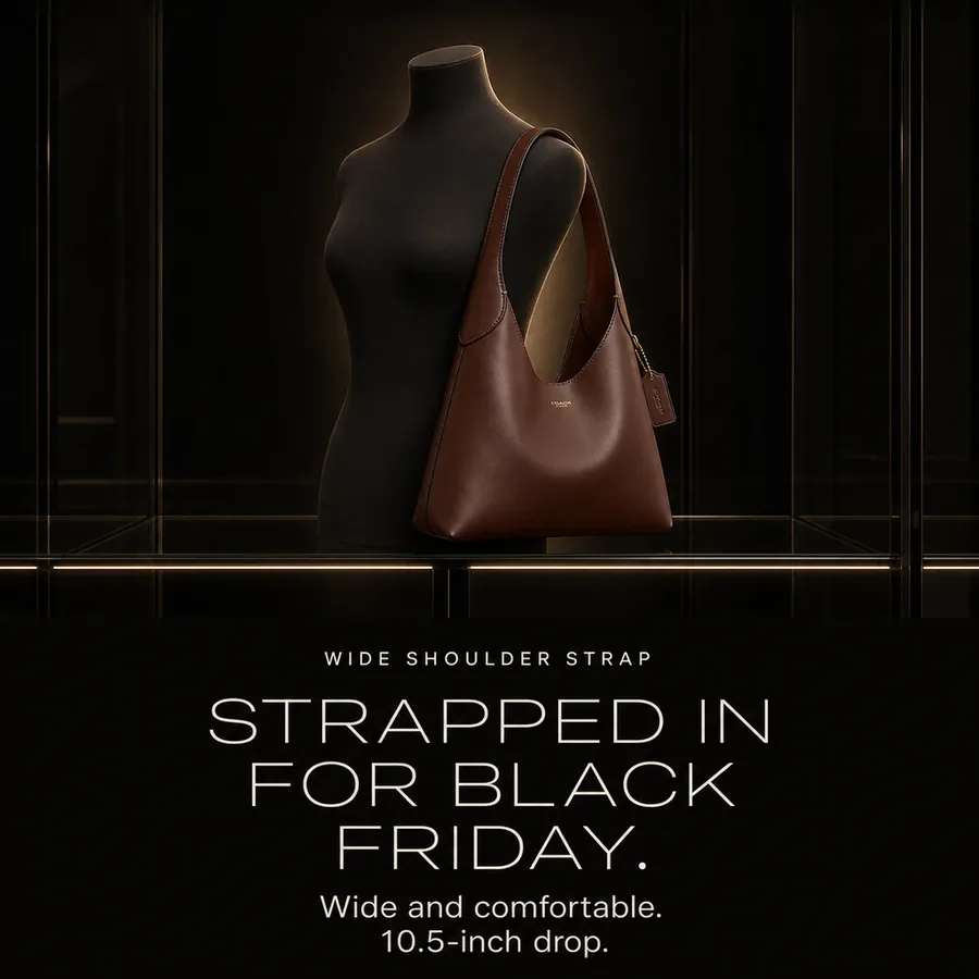 Strapped in for Black Friday: the Brooklyn 28 in maple, on its wide, comfortable shoulder strap with a 10.5-inch drop.