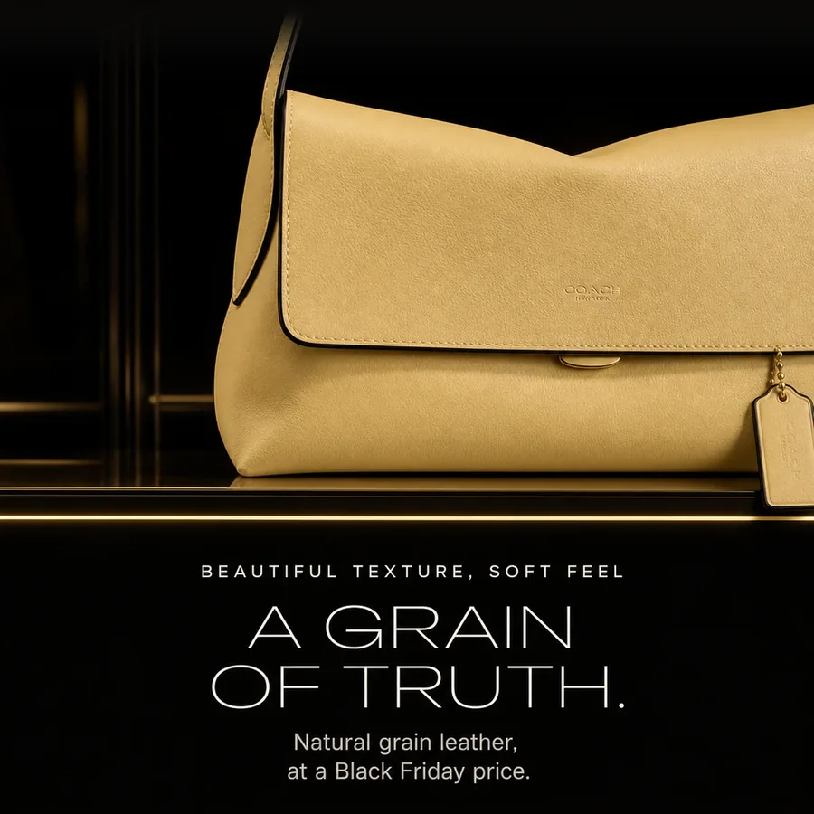 A grain of truth: natural grain leather with a beautiful texture and soft feel, at a Black Friday price.