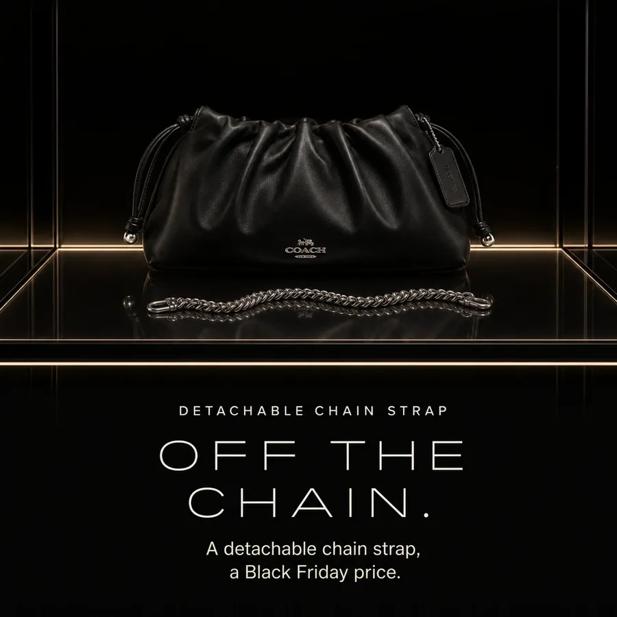 Off the chain: the black Faye with its detachable silver-tone chain strap, at a Black Friday price.
