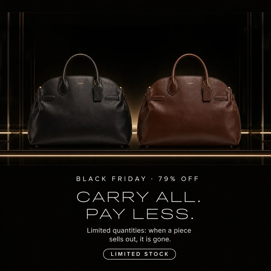 Black Friday, 79% off: carry all, pay less. Limited quantities: when a piece sells out, it is gone.