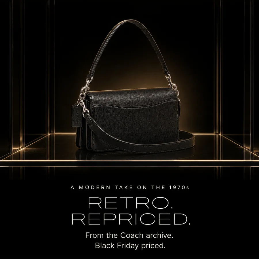 Retro, repriced: a modern take on an archival 1970s Coach design, Black Friday priced.