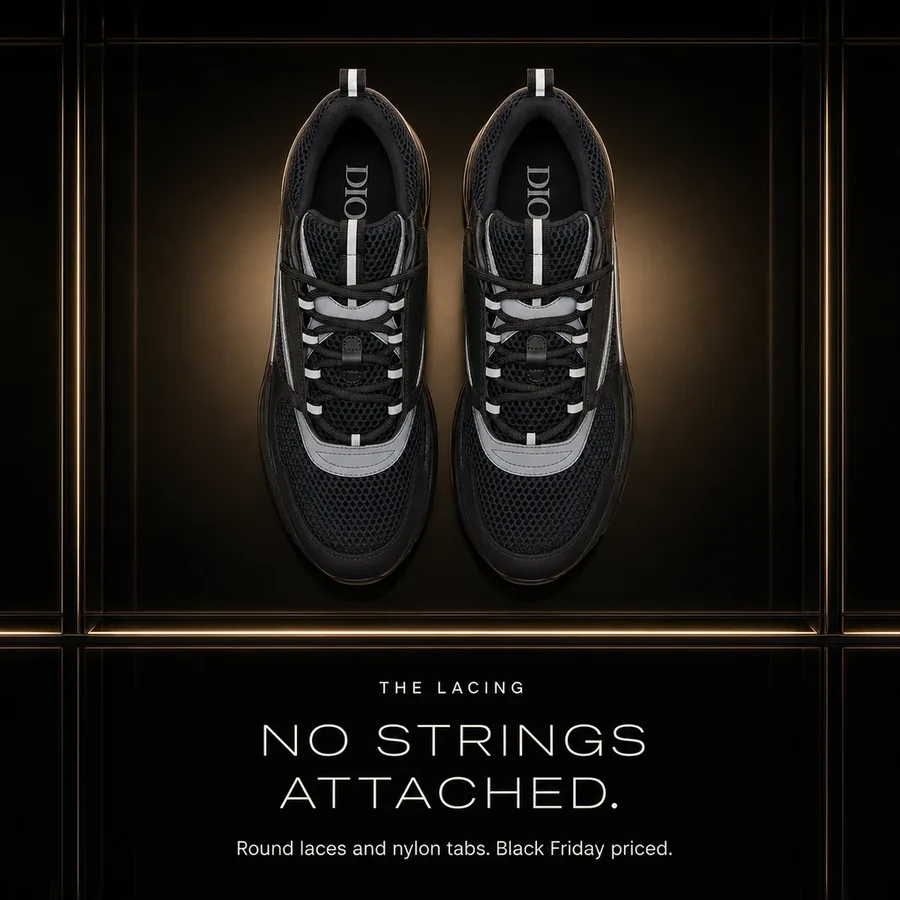 No strings attached: round laces and nylon tabs on the Dior B22. Black Friday priced.