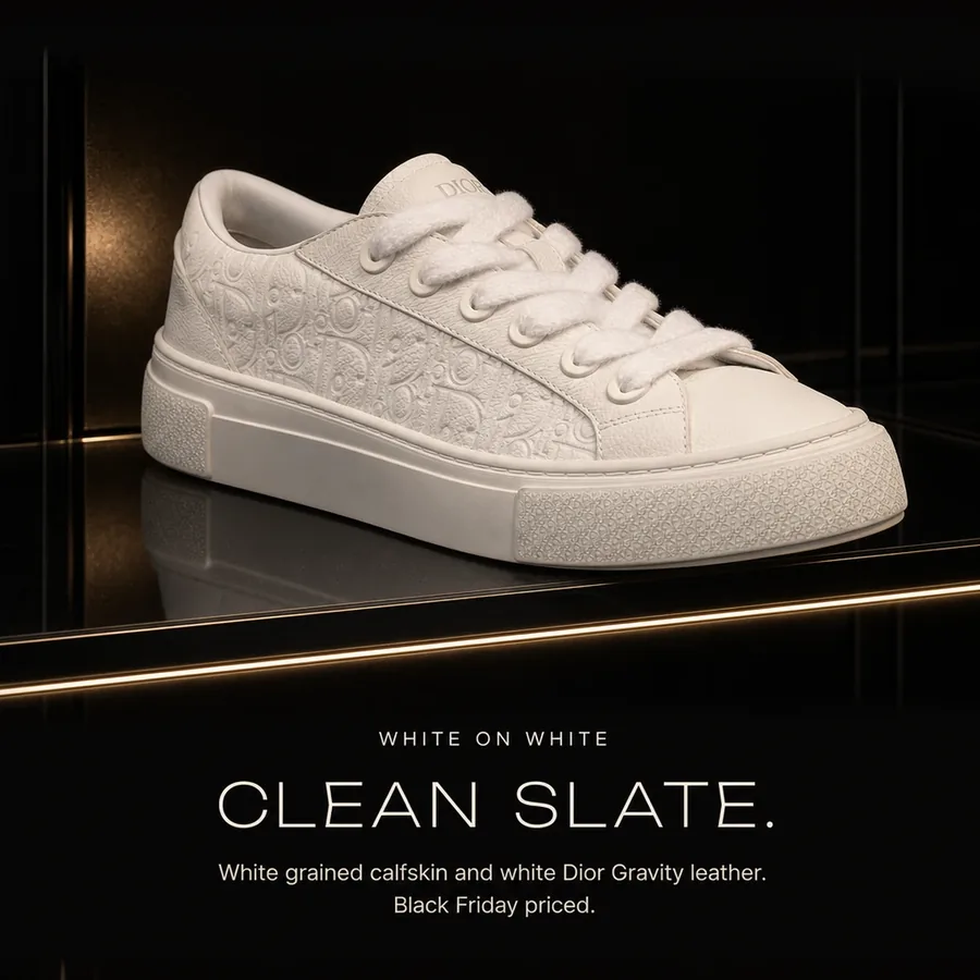 Clean slate: white grained calfskin and white Dior Gravity leather. Black Friday priced.