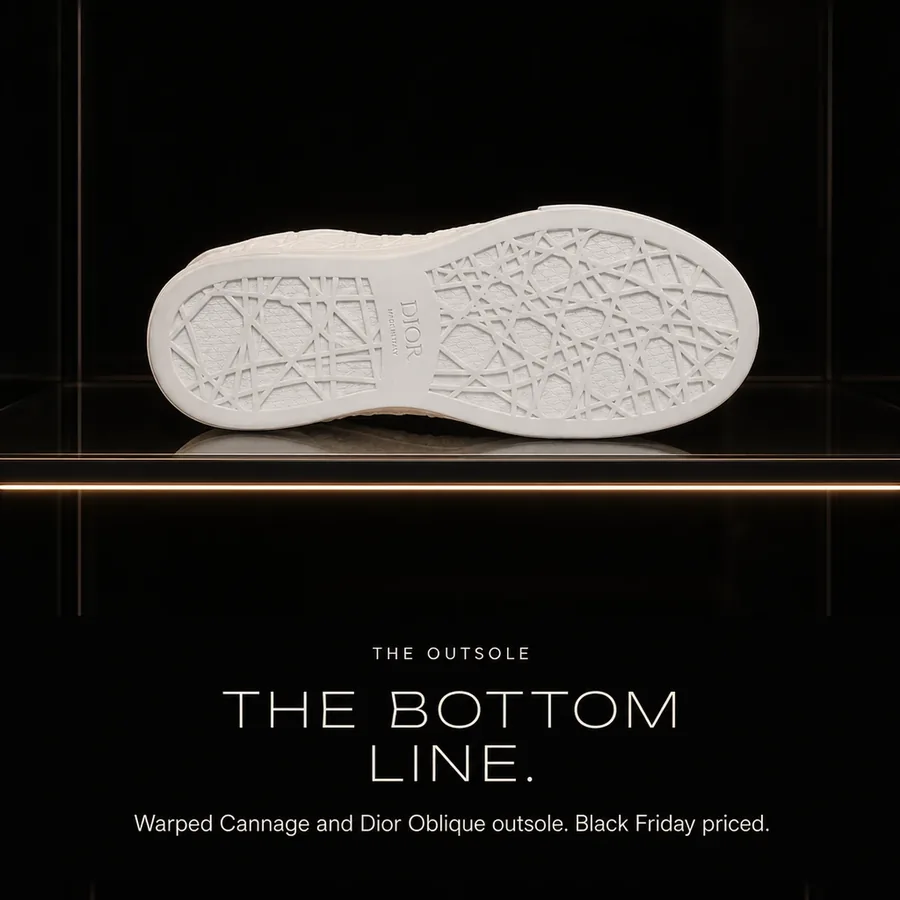 The bottom line: a warped Cannage and Dior Oblique outsole. Black Friday priced.