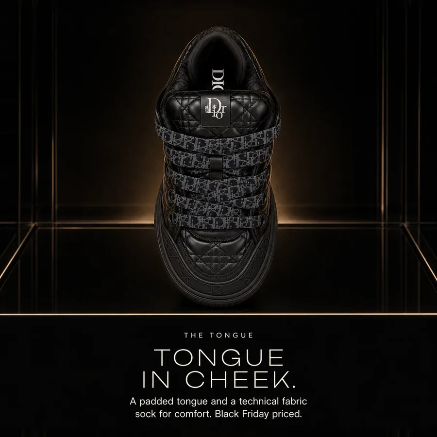 Tongue in cheek: a padded tongue and a technical fabric sock for comfort. Black Friday priced.