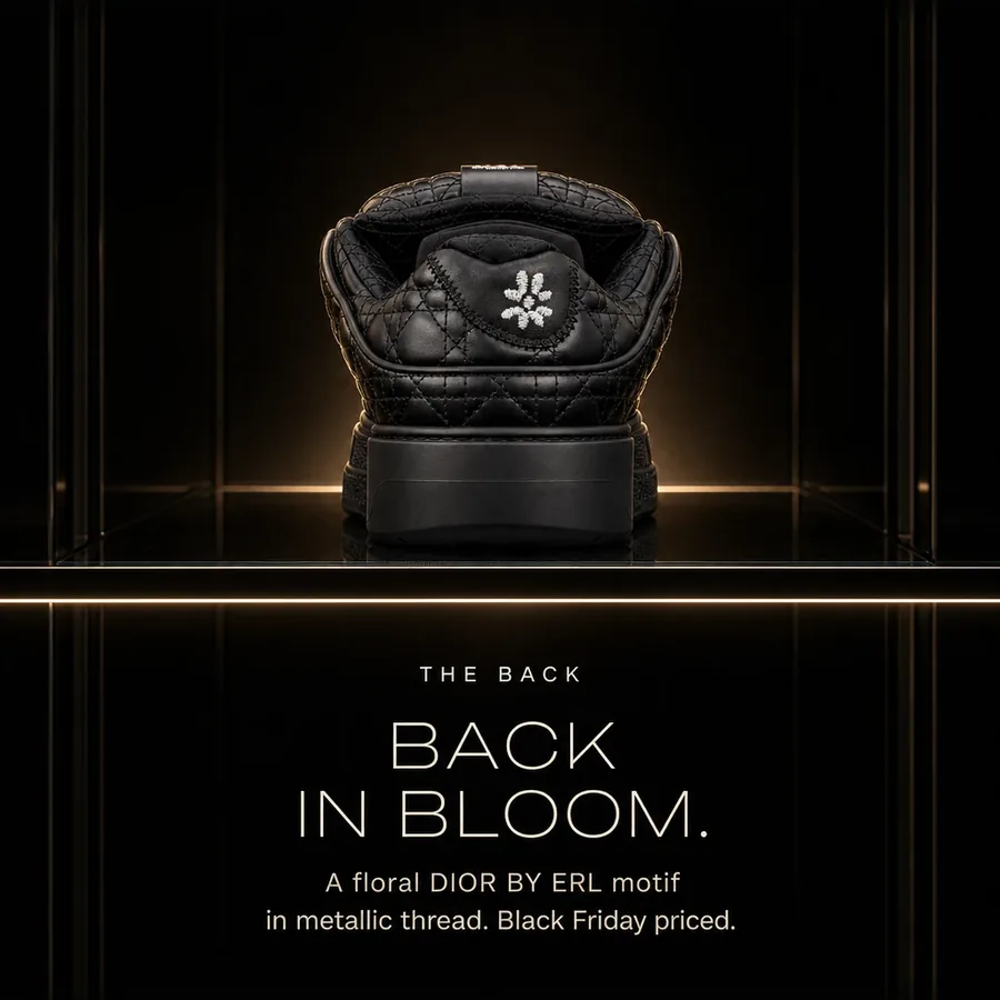 Back in bloom: a floral Dior by ERL motif embroidered in metallic thread on the back. Black Friday priced.