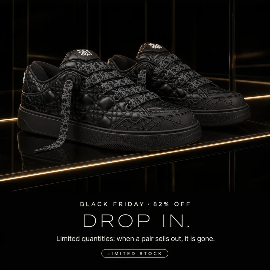 Black Friday, 82% off: drop in. Limited quantities: when a pair sells out, it is gone.