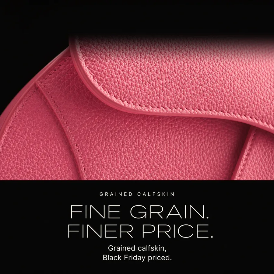 Fine grain, finer price: the grained calfskin of the Dior Saddle bag, Black Friday priced.