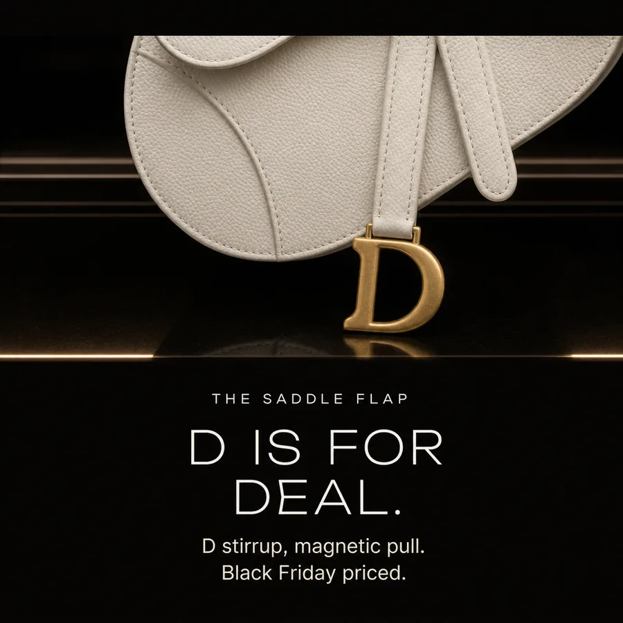 D is for deal: the Saddle flap with its D stirrup strap and magnetic pull, Black Friday priced.