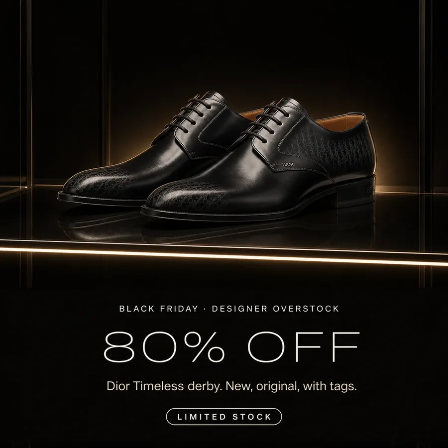 Black Friday, designer overstock: 80% off the Dior Timeless derby, new, original, with tags. Limited stock.