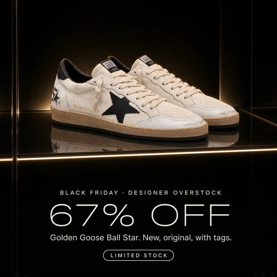 Black Friday, designer overstock: 67% off the Golden Goose Ball Star, new, original, with tags. Limited stock.