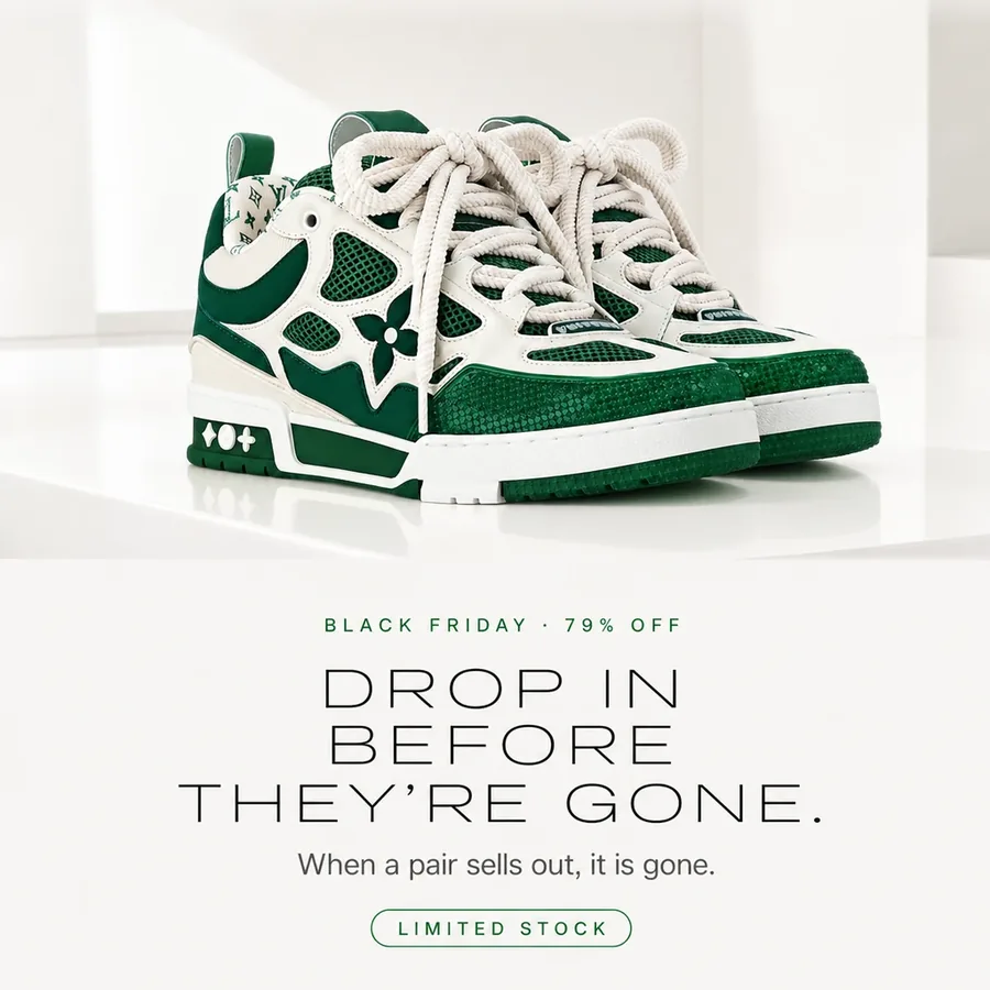 Black Friday, 79% off: drop in before they're gone. When a pair sells out, it is gone.