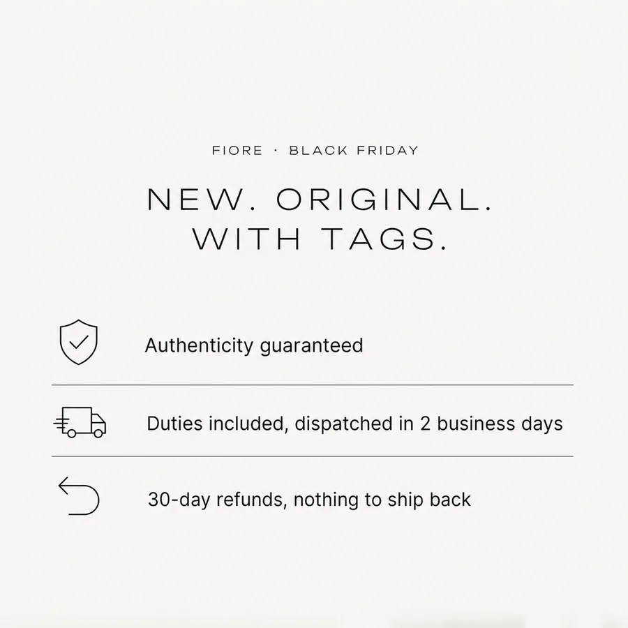 Fiore Black Friday: new, original, with tags. Authenticity guaranteed, duties included, 30-day refunds, nothing to ship back.