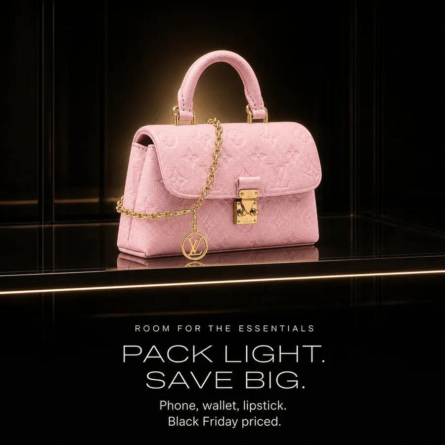 Pack light, save big: the Nano Madeleine in Confetti Pink fits a phone, a wallet and a lipstick, Black Friday priced.