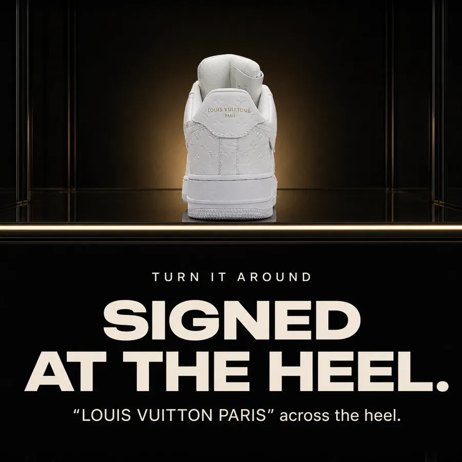 Turn it around: signed at the heel, Louis Vuitton Paris across the back.