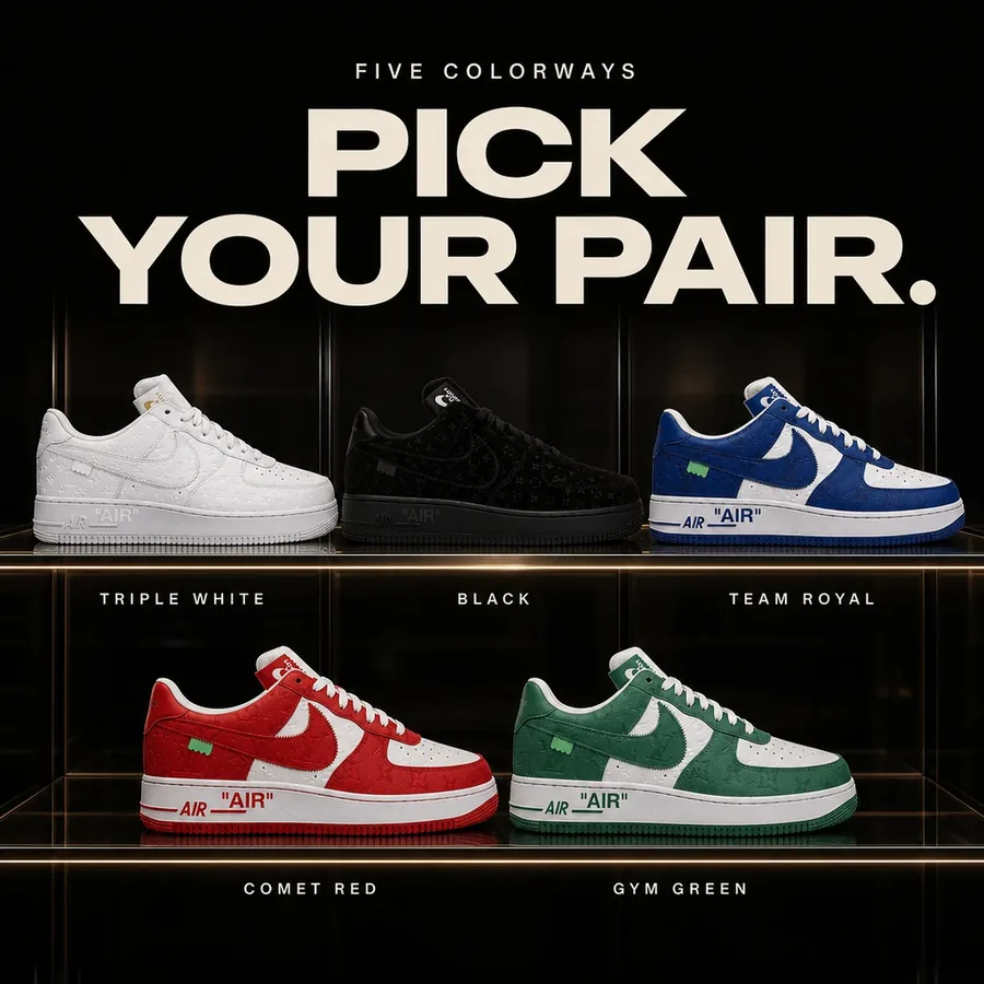 Five colorways, pick your pair: Triple White, Black, Team Royal, Comet Red and Gym Green.