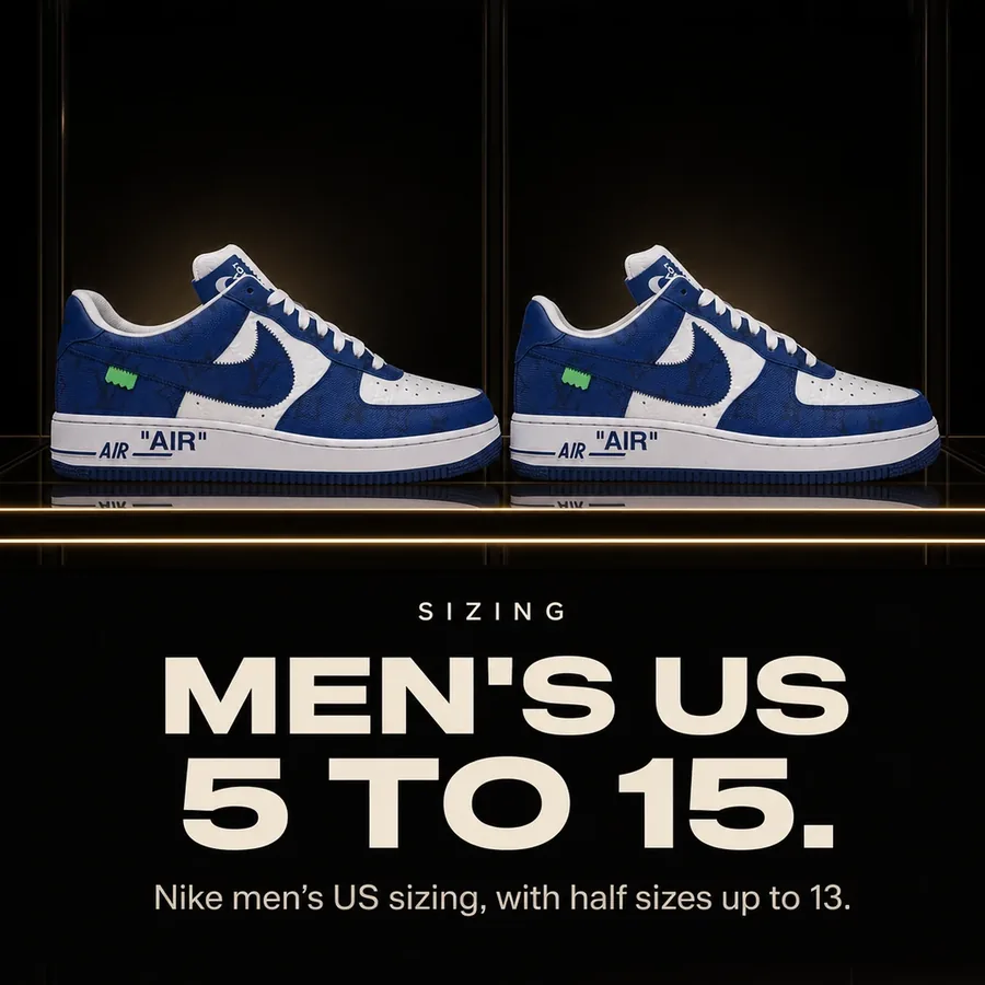 Sizing: Nike men’s US 5 to 15, with half sizes up to 13.