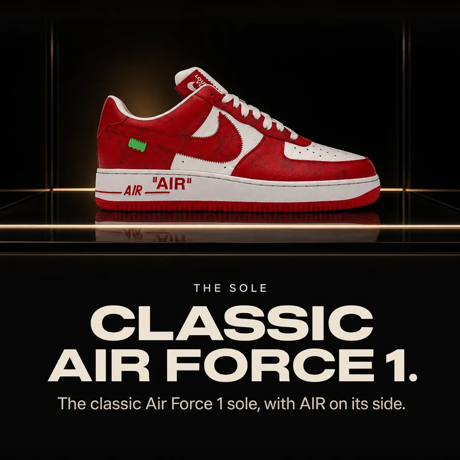 The sole: the classic Air Force 1 sole, with AIR on its side.
