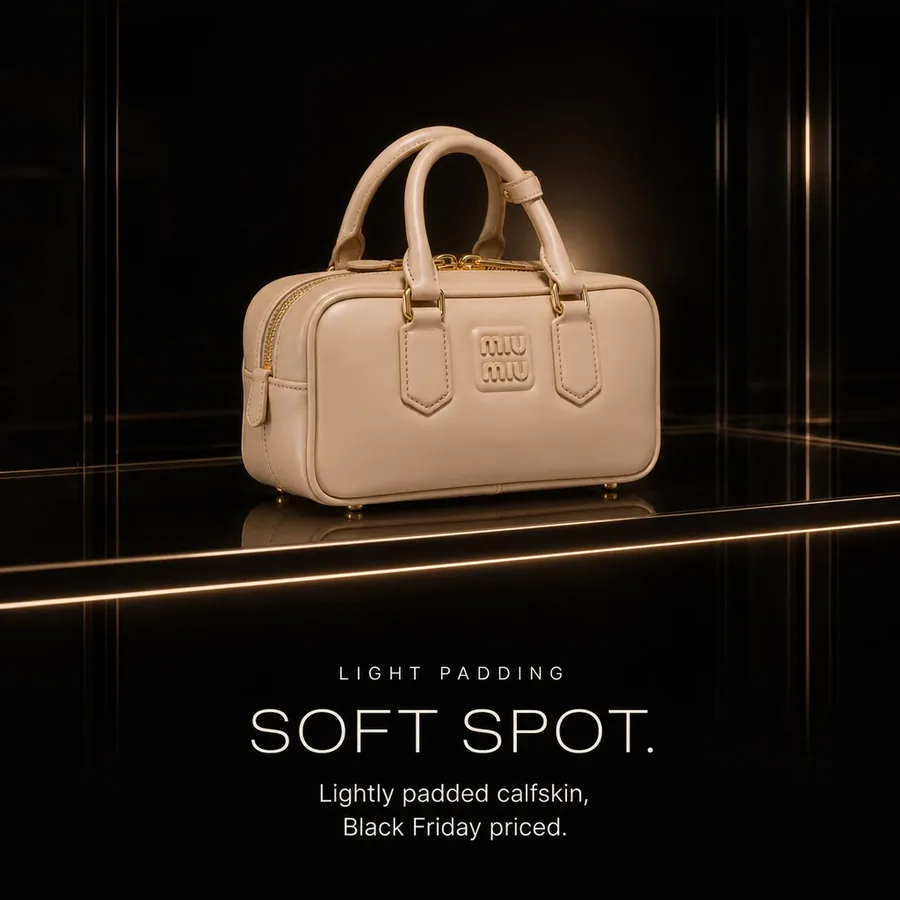 Soft spot: lightly padded calfskin for a voluminous look, Black Friday priced.