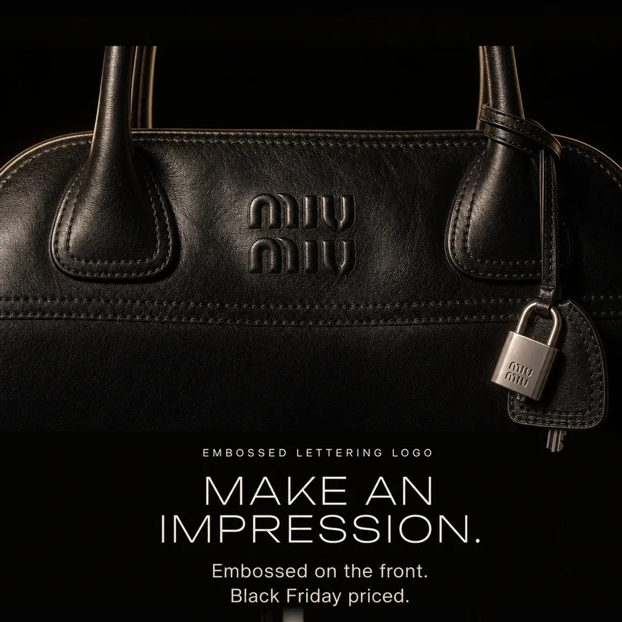 Make an impression: the lettering logo is embossed on the front of the bag. Black Friday priced.