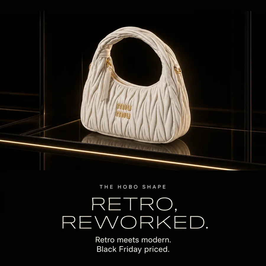 Retro, reworked: the hobo shape, retro curves with contemporary elegance. Black Friday priced.