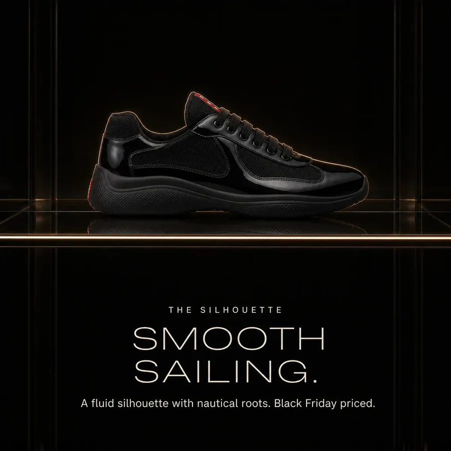 Smooth sailing: a fluid silhouette with nautical roots. Black Friday priced.
