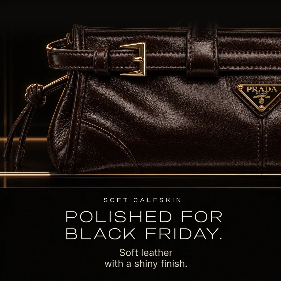 Polished for Black Friday: soft calfskin with a shiny finish.