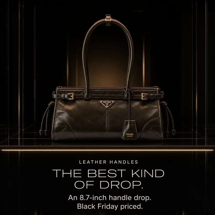 The best kind of drop: leather handles with an 8.7-inch drop. Black Friday priced.