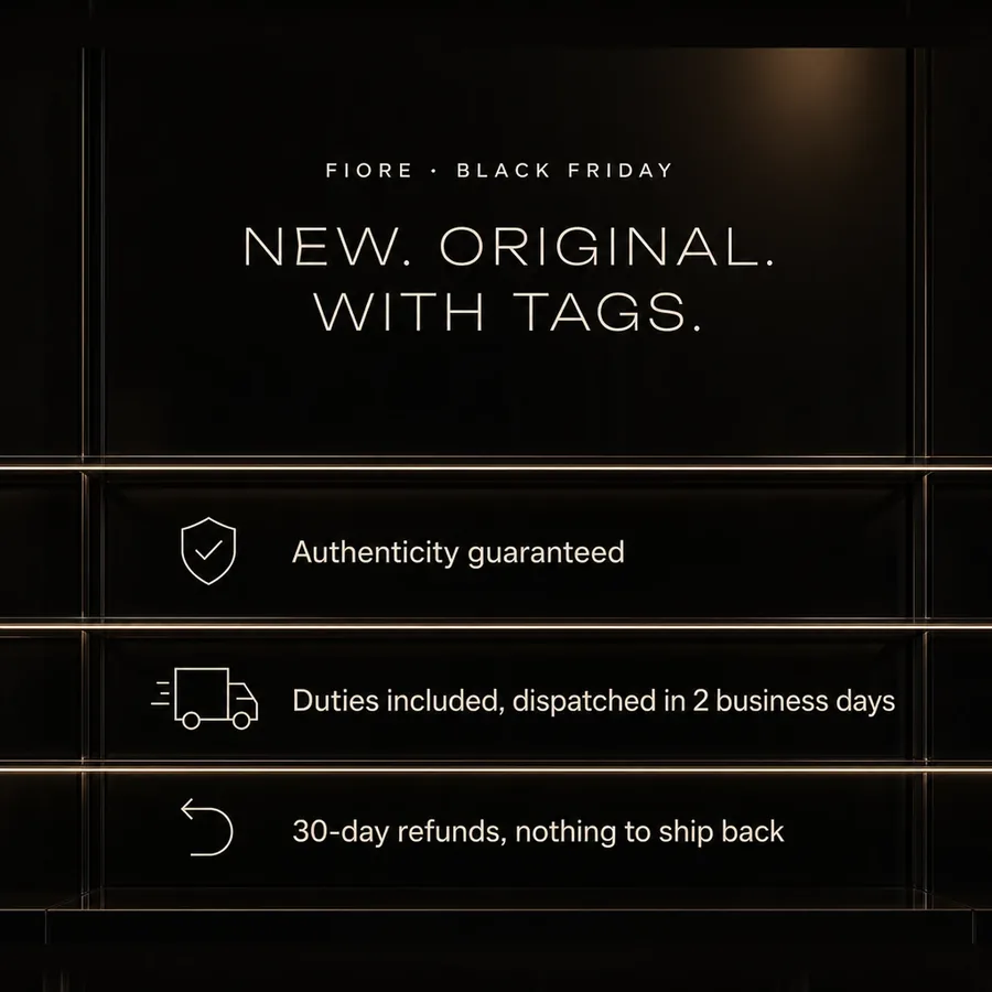 Fiore Black Friday: new, original, with tags. Authenticity guaranteed, duties included, 30-day refunds, nothing to ship back.