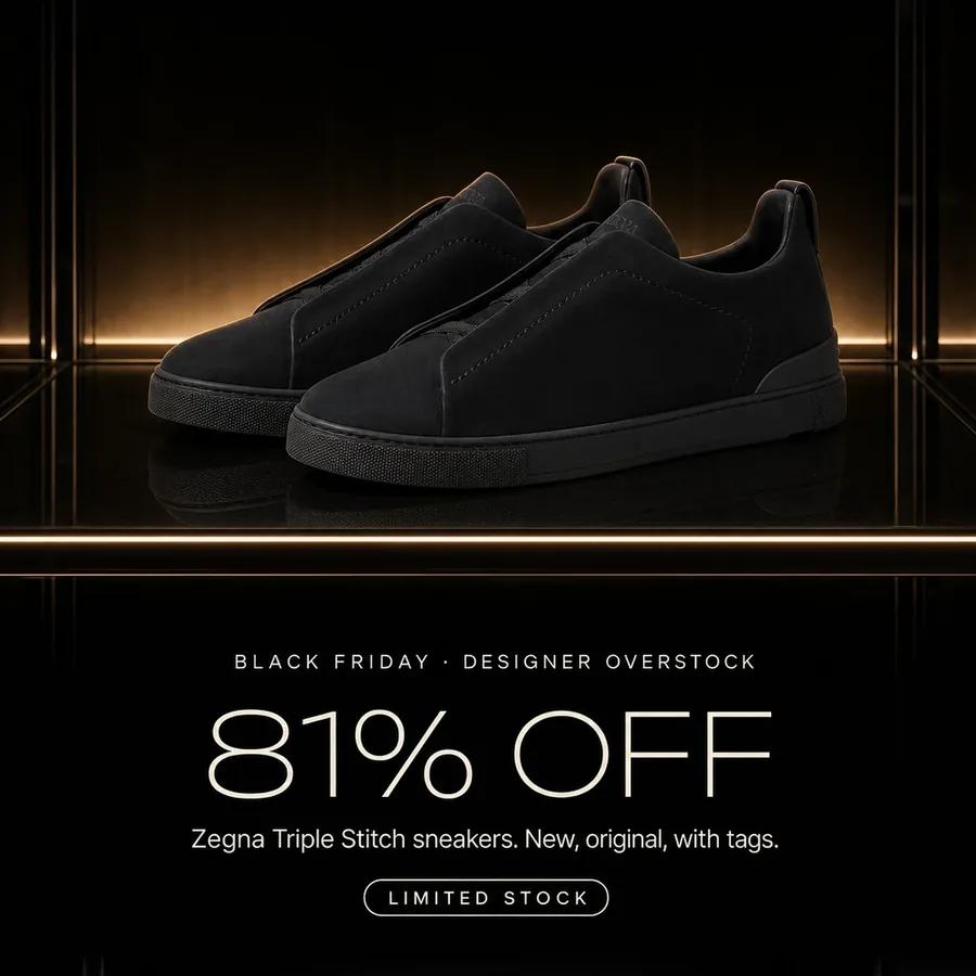 Black Friday, designer overstock: 81% off the Zegna Triple Stitch sneakers, new, original, with tags. Limited stock.