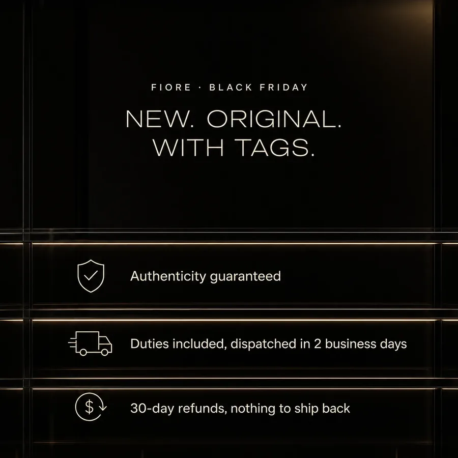 Fiore Black Friday: new, original, with tags. Authenticity guaranteed, duties included, 30-day refunds, nothing to ship back.